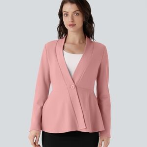 HALARA SculptKnit V Neck Single Front Work Peplum Jacket